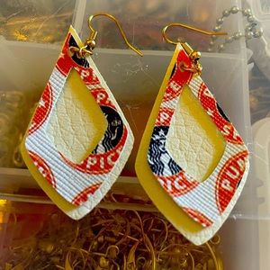 Faux Leather Pumpkin Spice Dangly Earrings